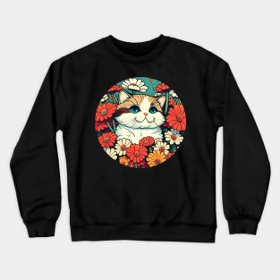 Floral kitty - Cat Filled With Flowers Cat Lover Crewneck Sweatshirt